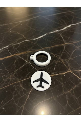 Mini Emoji Apple Uyumlu AirTag Kılıfı - Gizli Takip Tutucu Anahtarlık 3d Baskılı, Beyaz/siyah Şık Tasarım Uçak
