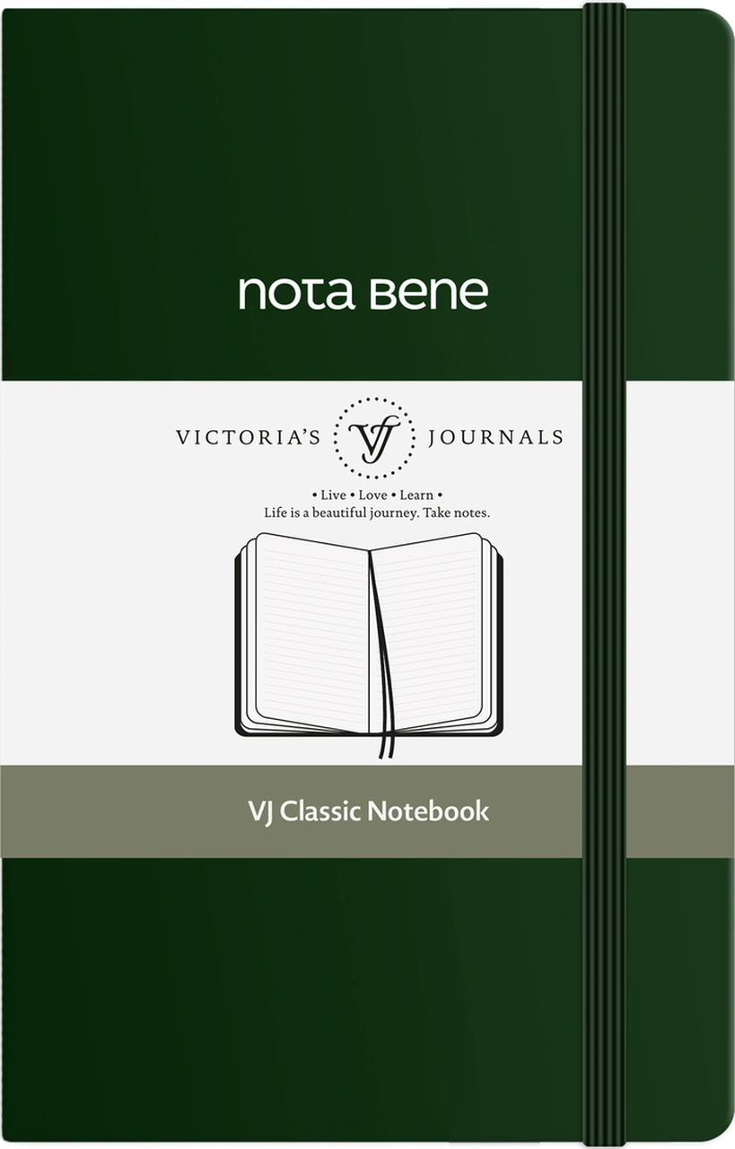 Nota Bene Classic Sert Kapak Defter, 9x14 Cm, Çizgili Yeşil