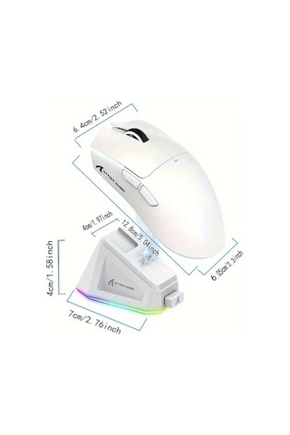 Sandwich Attack Shark X11 Beyaz Hafif Kablosuz Rgb Oyun Faresi 22k Paw3311 Sensör 5 Tuşlu Bilgisayar Mac -