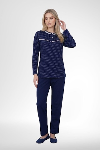 Mecit Pijama Mecit 6388 Lacivert %100 Pamuk Büyük Beden Kadın Pijama Takımı