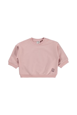 Civil Baby Civil Basic Kalp Etiketli 6-18 Ay Sweatshirt - Pembe Pudra Pembesi