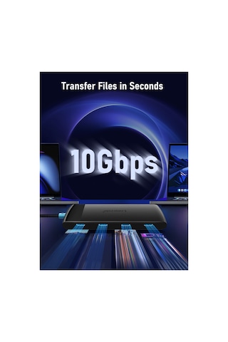 Lemorele Tc107, 10gbps Yüksek Hızlı 4 Port Usb 3.2 Gen2 Hub - 60cm Uzun Örgü Kablolu Çoklayıcı Mc & Pc