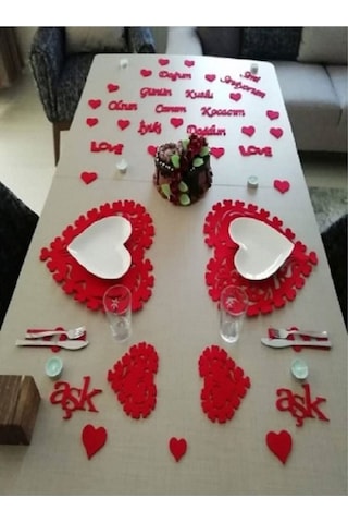 25 Parça Romantik Doğum Günü Masa Süslemesi Keçe Seti Keçe Set Diğer
