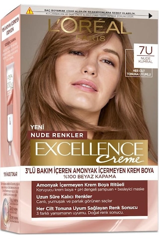 Loreal Excellence Creme Saç Boyası Nude Renkler 7U Nude Kumral