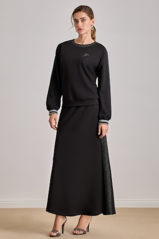 Yandan Cepli Siyah Örme Etek Siyah