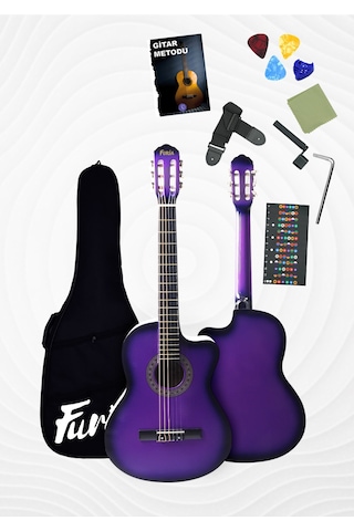 Cg-3901prs Klasik Gitar 4/4 Sap Ayarlı Kesik Kasa Full Set Mor