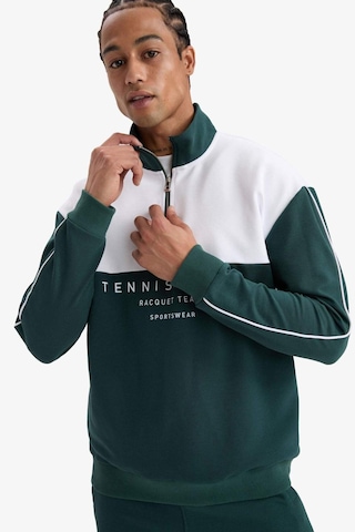 Defacto Defactofit Boxy Fit Dik Yaka Yarım Fermuarlı Baskılı Sporcu Sweatshirt F0198ax25augn536 Yeşil