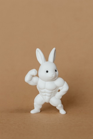 Kol Kası Gösteren Tatlı Tavşan Torpido Süsü - Fitness Tavşanı Torpido Süsü Araba Aksesuar Süsü