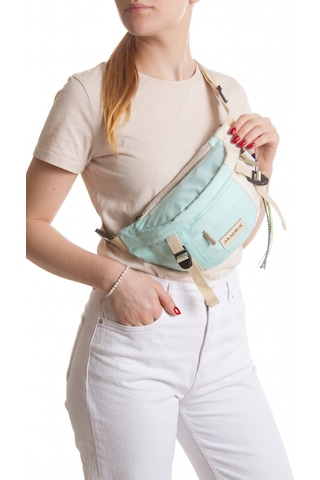 Esvelans Unisex Çok Renkli Çok Bölmeli Bel Ve Çapraz Omuz Çantası Ayarlanabilir Askılı Mavi & Krem