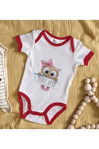 Bk Gift Bk Kids Kişiye Özel İsimli Kırmızı Bebek Body Zıbın-46 Çok Renkli