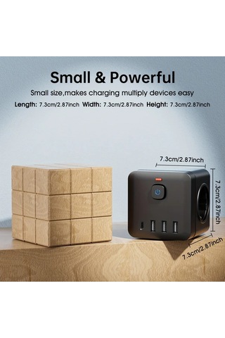 Xuweiwei 7li Fonksiyonlu Güç Küpü Beyaz 3 Ac Priz 4 Usb Port Usb C Hızlı Şarj Dalgalanma Korumalı Taşınabilir Çok Amaçlı Adaptör