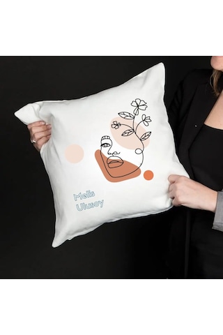 Kişiye Özel 8 Mart Kadınlar Günü Saten Yastık Kılıfı 50x50 Cm İsim Baskılı Dekoratif Kırlent Kılıfı İçi Boş Beyaz