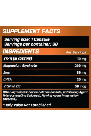 Grimlabs Hellsıng Yk11+dhea+zinc 10 Mg 30 Servıngs Myostatın I