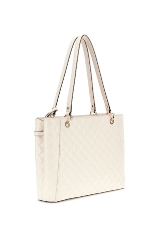Guess Kadın Kapitone Ve Monogram Desenli Tote Çanta - Krem Krem