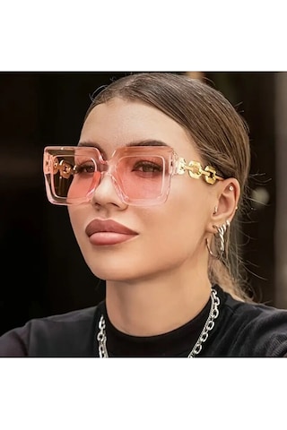 Onomo Kadın Büyük Boy Kare Moda Gözlüğü Pembe Renk Pembe