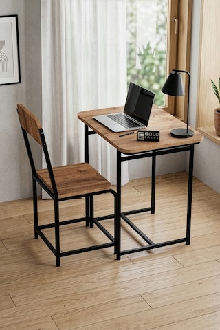Çalışma Masası Sandalye Set Dayanıklı Tasarım Ev Ofis Laptop Masası Çok Amaçlı 9811 Atlantik Çok Renkli