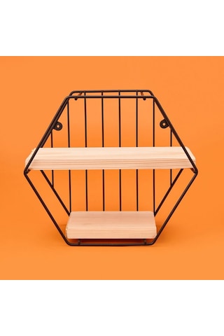 Suntel Dekoratif Altıgen Raf - Siyah - 30 Cm Siyah