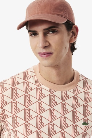 Lacoste Classic Fit Monogram T-shirt Erkek Bisiklet Yaka Tişört Kiremit Kiremit