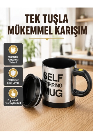 Mey İthalat Akıllı Kendi Kendini Karıştıran Termal Kupa - Paslanmaz Çelik Çok Renkli