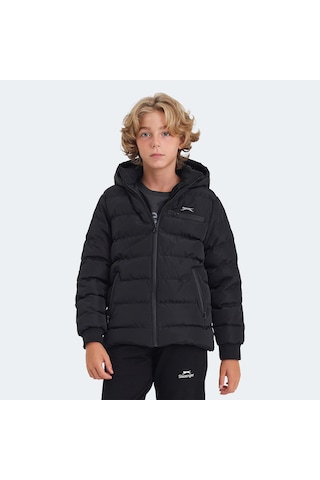 Slazenger CAPTAIN Çocuk Kapüşonlu Şişme Siyah Mont & Kaban