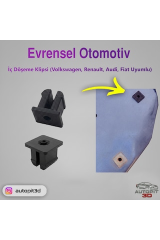 Evrensel Otomotiv İç Döşeme Klipsi Volkswagen / Renault / Audi / Fiat Uyumlu 5 Adet