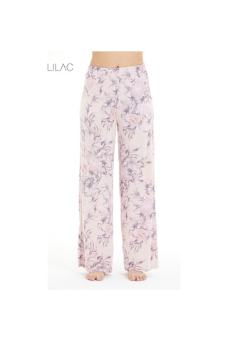 Lılac Kadın Çiçek Desenli %100 Viskon Pijama Altı Pantolon Pudra Pembe Pudra Pembe