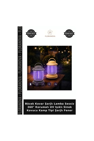 Böcek Kovar Şarjlı Lamba Sessiz 360 Korumalı Uv Işıklı Sinek Kovucu Kamp Tipi Şarjlı Fener