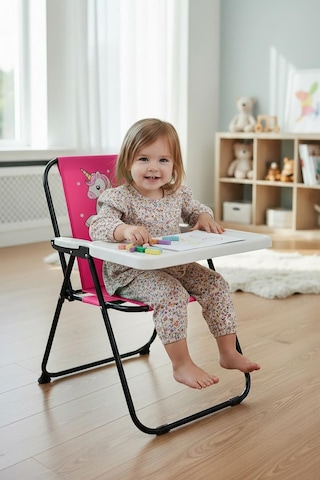 Exent Kids 2 6 Yaş, Rainbow Unicorn Katlanır Portatif Çalışma Masası Ve Sandalye Tak-çıkarmasa-pembe Siyah
