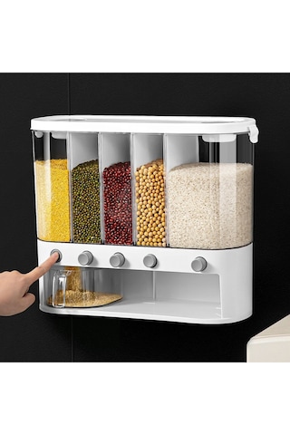 Store V5 5 Bölmeli Bakliyat Saklama Kabı Beyaz