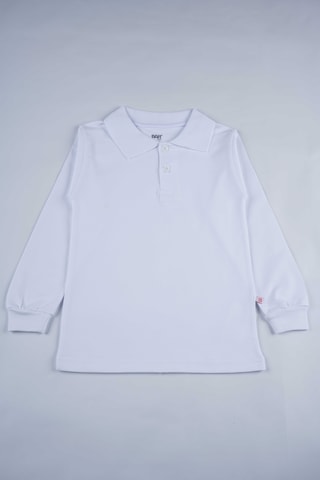 Miniko Kids Kısa Kol Polo Yaka Beyaz Lakos Okul Tişörtü Beyaz
