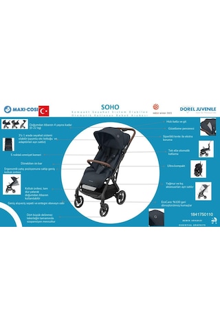 Maxi-Cosi Soho Kompakt Seyahat Sistem Olabilen Otomatik Katlanan Bebek Arabası Twillic Truffle