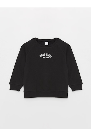 LC Waikiki Lcw Baby Siyah Bisiklet Yaka Uzun Kollu Baskılı Erkek Bebek Sweatshirt