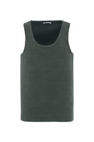Vamos Yıkamalı Tank Top Kaşkorse Atlet Yeşil
