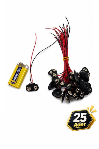 Pil Soketi 9v Pil Başlığı Bağlantı Kablosu Jack Battery Connector 25 Adet