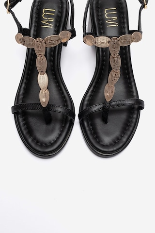 Luvishoes Serona Siyah Hakiki Deri Tokalı Kadın Kalın Topuklu Sandalet