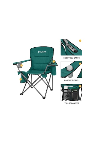 Kingcamp Lotus Xl Cool Ice Ultra Konforlu & Takviyeli Kamp Sandalyesi Green Gri - Yeşil