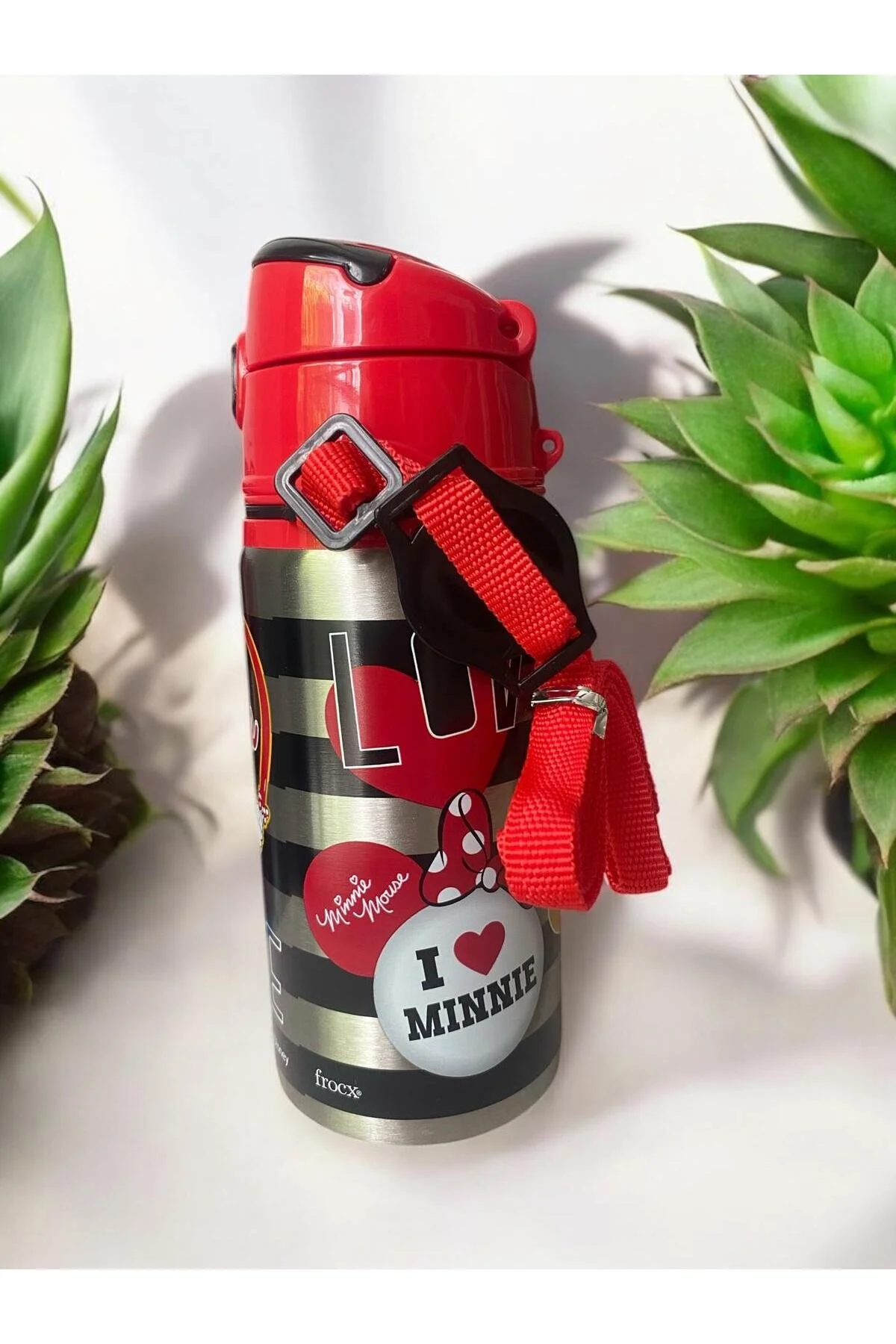 Minnie Mouse Çelik Matara Açık Kırmızı