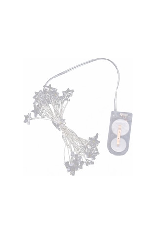 Ximistore9 Bz234 2m Gümüş Bakır Tel Led Işık Zinciri, 20 Adet Beyaz Ampul, Pil Kutuslu, İç/ Dış Mekan, Noel Ağacı, Bahçe Dekorasyonu, Yıldız Şekli