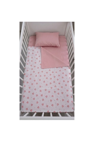 % 100 Pamuk Pembe Kalpli Bebek Nevresim Takımı - Bebek Uyku Seti