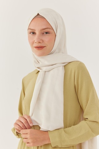 Mirsoy Scarf Kazayağı Desen İpeksi Jakar Şal - Krem Krem