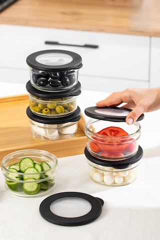 Porsima 4381 Flat 6 Lı Cam Çok Amaçlı Saklama Kabı