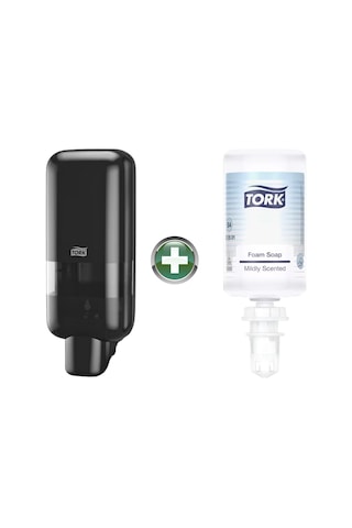 Tork S4 Siyah Sabun Ve Dezenfektan Dispenseri 564508 + 1 L Premium Köpük Sabun 520501 Hediyeli