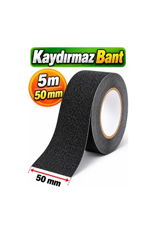 5 Cm X 5 Metre Yapışkanlı Kaydırmaz Bant Siyah Zemin Merdiven Yer Kaymaz Bant