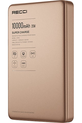 Recci RP35 PD 20W Led Göstergeli Hızlı Şarj Özellikli Wireless 15W 10000 mAh Powerbank