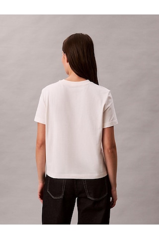 Calvin Klein Kadın Normal Kalıp Yuvarlak Yakalı Pamuklu Kısa Kollu Beyaz T-shirt Lv047e813g-ybh-12825 Beyaz
