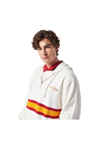 Gsstore X Midground Erkek Fermuarlı Kapüşonlu Sweatshirt E251205 Ekru