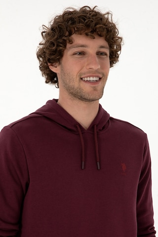 U.S. Polo Assn. Erkek Regular Fit Kapüşonlu Koyu Bordo Basic Sweatshirt 50313720-VR177