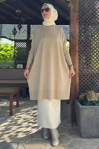 Rabia Şamlı Melda Triko Tunik Taş Çok Renkli