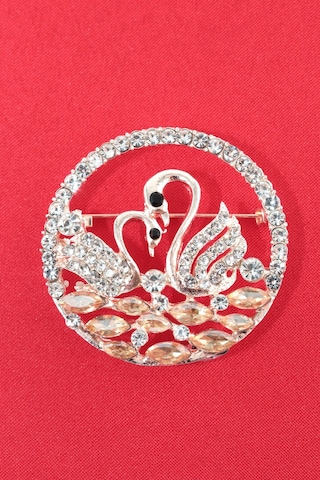 Bir Aşk Masalı Kuğu Dansı Broş Gold Renk Zirkon Taşlı Kadın Yaka İğnesi Çok renkli