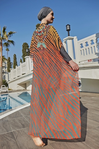 Remsa Tesettür Mayo Üzerine Tasarım Tek Kaftan Pareo 430-305 Kenya